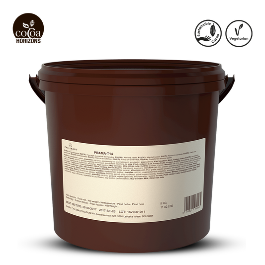 Brown container with label and 'Cocoa Horizons' logo on a white background
