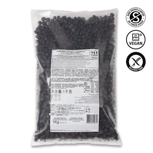 Bag of black beans with a label and certification logos on a white background
