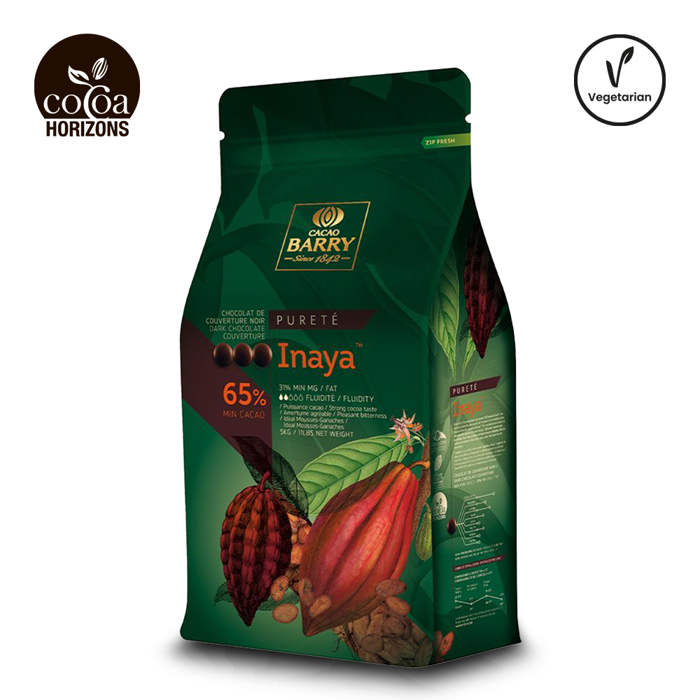 Cocoa Barry Inaya 65% cocoa bean package on a white background