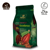 Cacao Barry Excellence 55% chocolate bar packaging on a white background