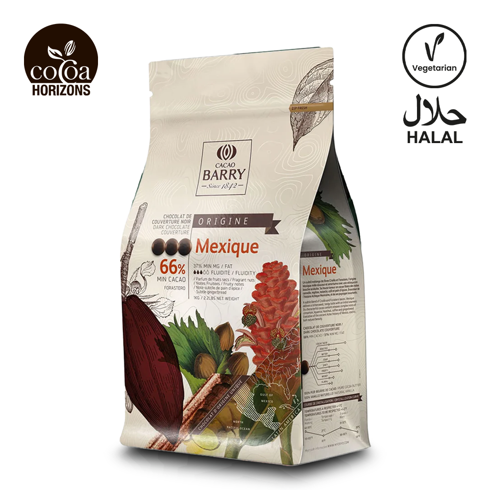 Cacao Barry chocolate packaging with 'Cocoa Horizons' branding on a white background