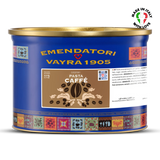 Emendatori Vayra 1905 Pasta Caffè can with blue label and gold lid on a white background