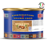 EVS09091 Snick o’ Nuts Salted Peanut Butter & Peanut Crunch 6kg | Ripple Cream Blue canister with gold lid labeled 'Emendatori Vayra 1905 Snick O' Nuts' on a white background