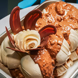 Chocolate and vanilla cake with decorative Ice cream Dessert Gelato