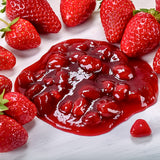 Strawberries with a pool of red strawberrytrawberry Variegato for Gelato, Ice Cream