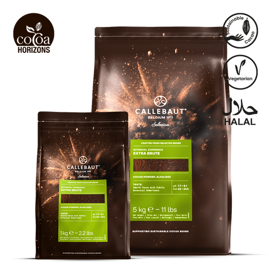 Two Callebaut cocoa powder packages on a white background with visible branding.