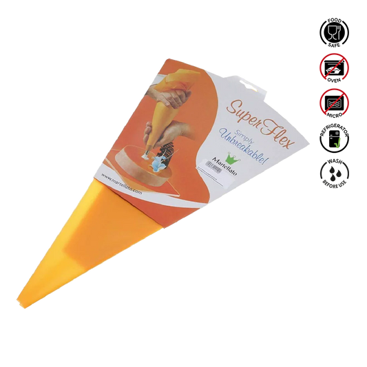 Yellow piping bag with 'Super Flex' packaging on a white background