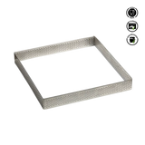 Metal baking tray with perforations on a white background.Pavoni Square Micro-Perforated Stainless Steel band