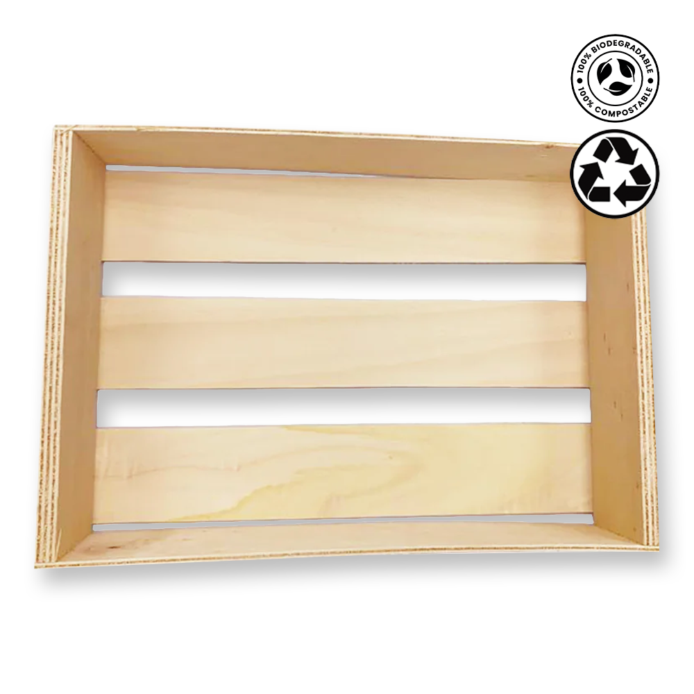 Cardboard box with a recycling symbol on a white background