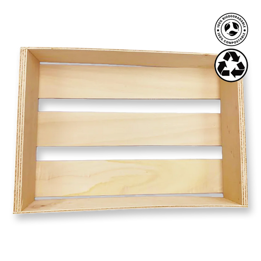 Cardboard box with a recycling symbol on a white background