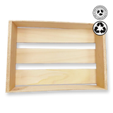 Cardboard box with a recycling symbol on a white background