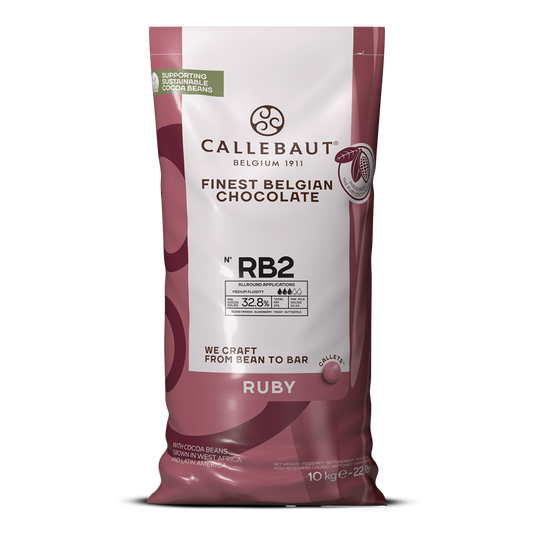 Callebaut Ruby chocolate packaging on a white background