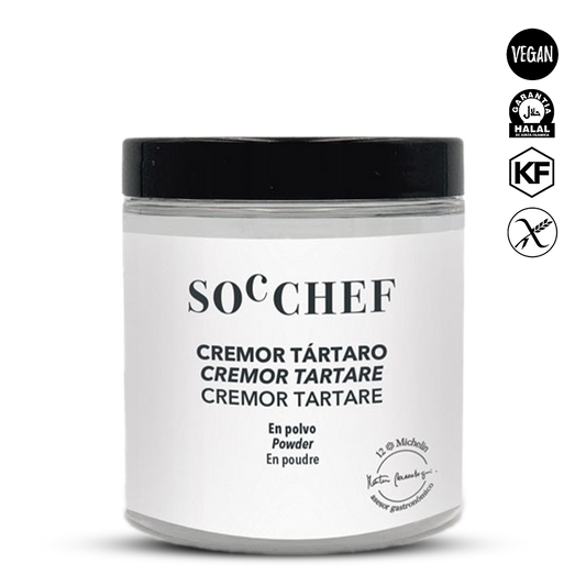 Jar of Soc Chef Tartar Cream with black lid on a white background