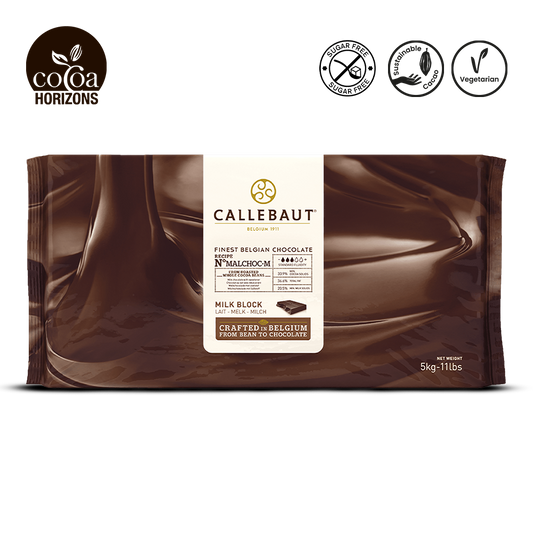 Callebaut chocolate block packaging with brand logos on a white background