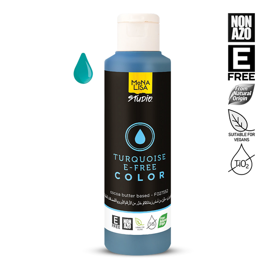 Bottle of Coloured Cocoa Butter TURQUOISE BLUE (E-FREE) - 245gr