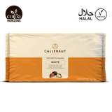 Callebaut white chocolate filling package with brand logos on a white background