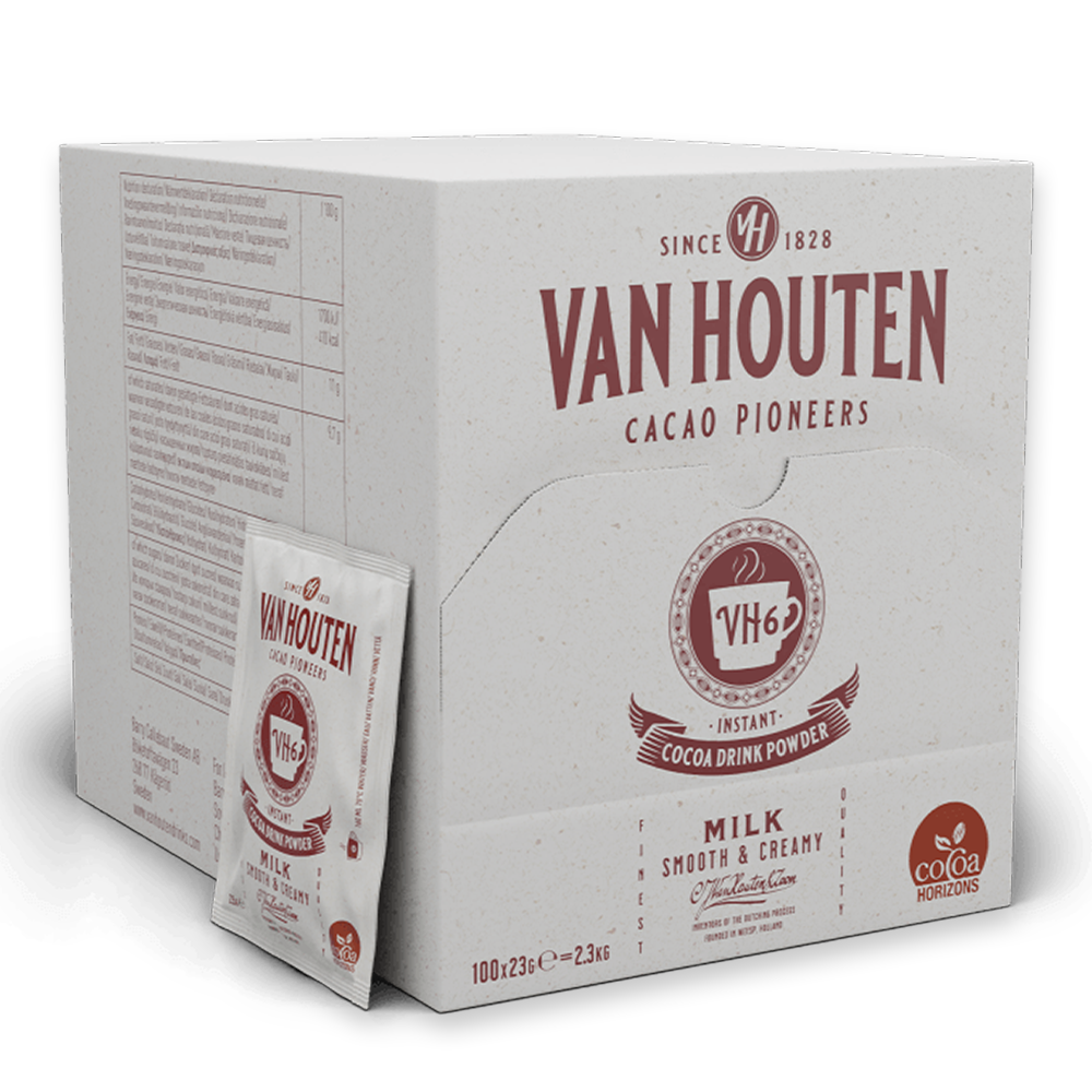 VAN HOUTEN, Ready Mix Hot Chocolate Sachets - 100 x 23gr Box