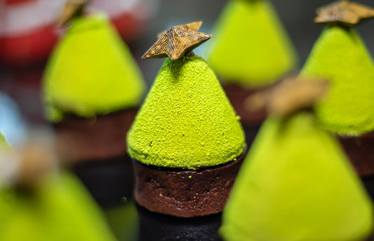 Christmas Tree Shaped Chocolate Tart with Mango Passionfruit Filling