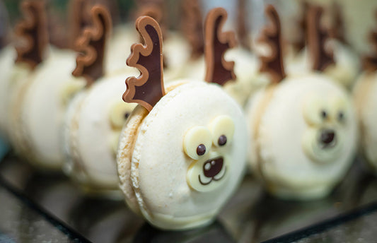 Tiramisu Filled Macaron Shaped like a Christmas Reindeer