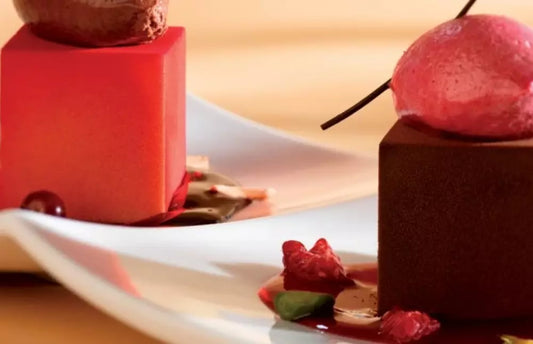 Raspberry and dark chocolate duo dessert