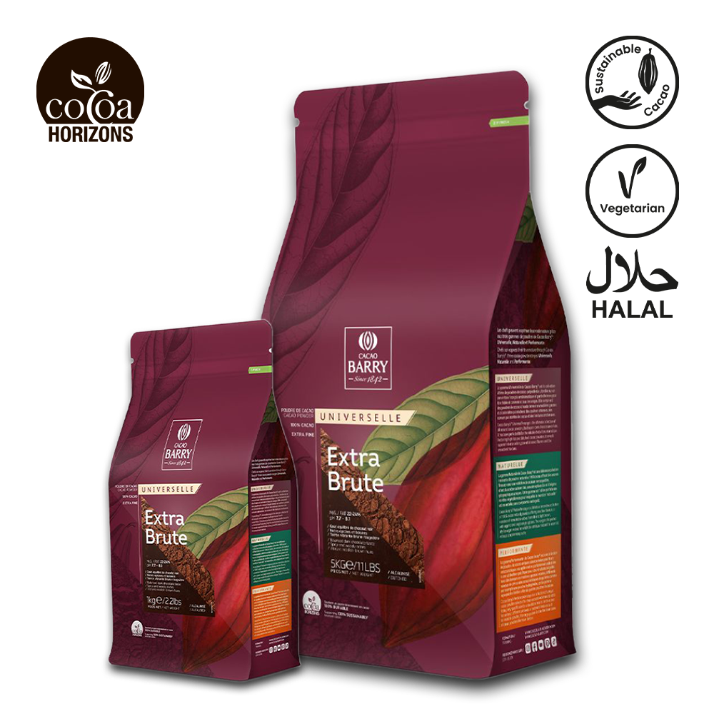 Two cocoa bags with 'Cocoa Horizons' branding on a white background