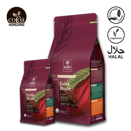 Two cocoa bags with 'Cocoa Horizons' branding on a white background