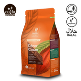 Orange packaging of Decor Cacao with Barry Barry logo and certification logos on a white background