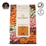 Callebaut colored chocolate chips packaging with visible brand logos on a white background