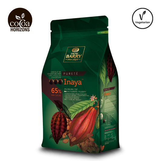 Cocoa Barry Inaya 65% cocoa bean package on a white background