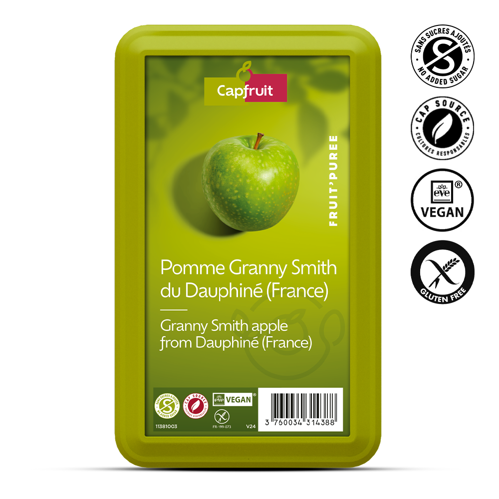 Green Apple Frozen Fruit Puree With 10% Added Sugar - 1kg Tub