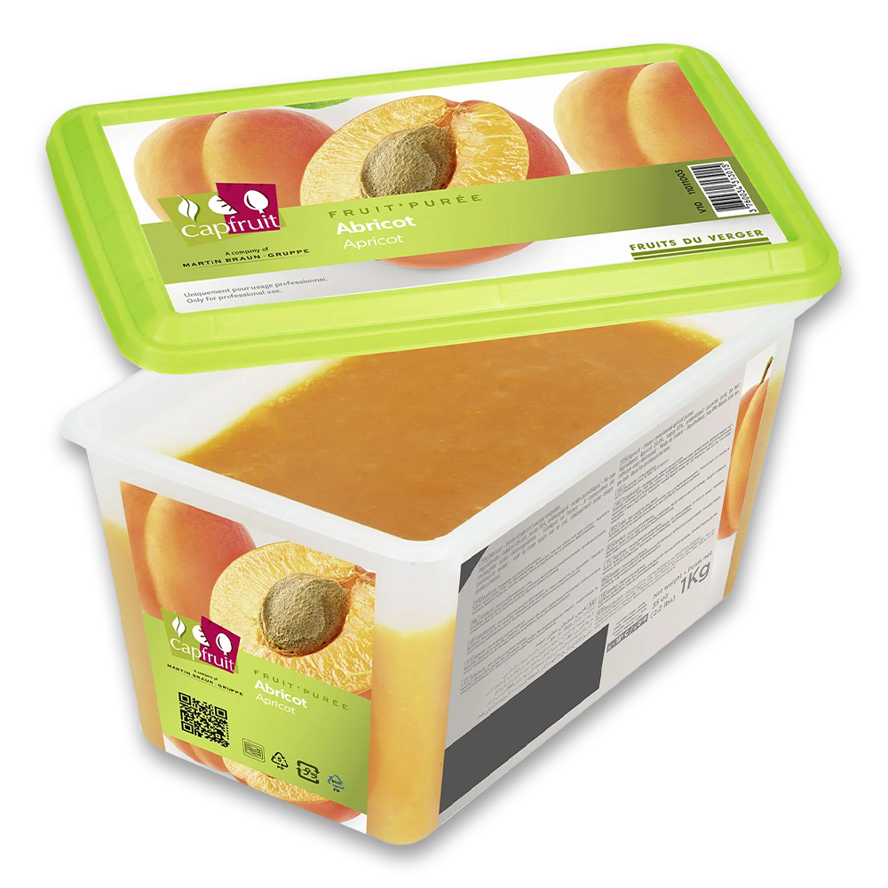 Apricot frozen fruit puree, Capfruit France, 1 Kg Tub