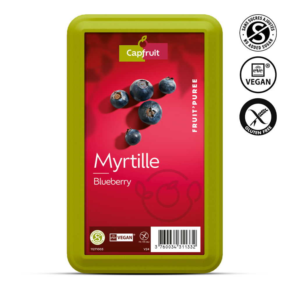 Blueberry Frozen Fruit Puree With 10% Added Sugar - 1kg Tub