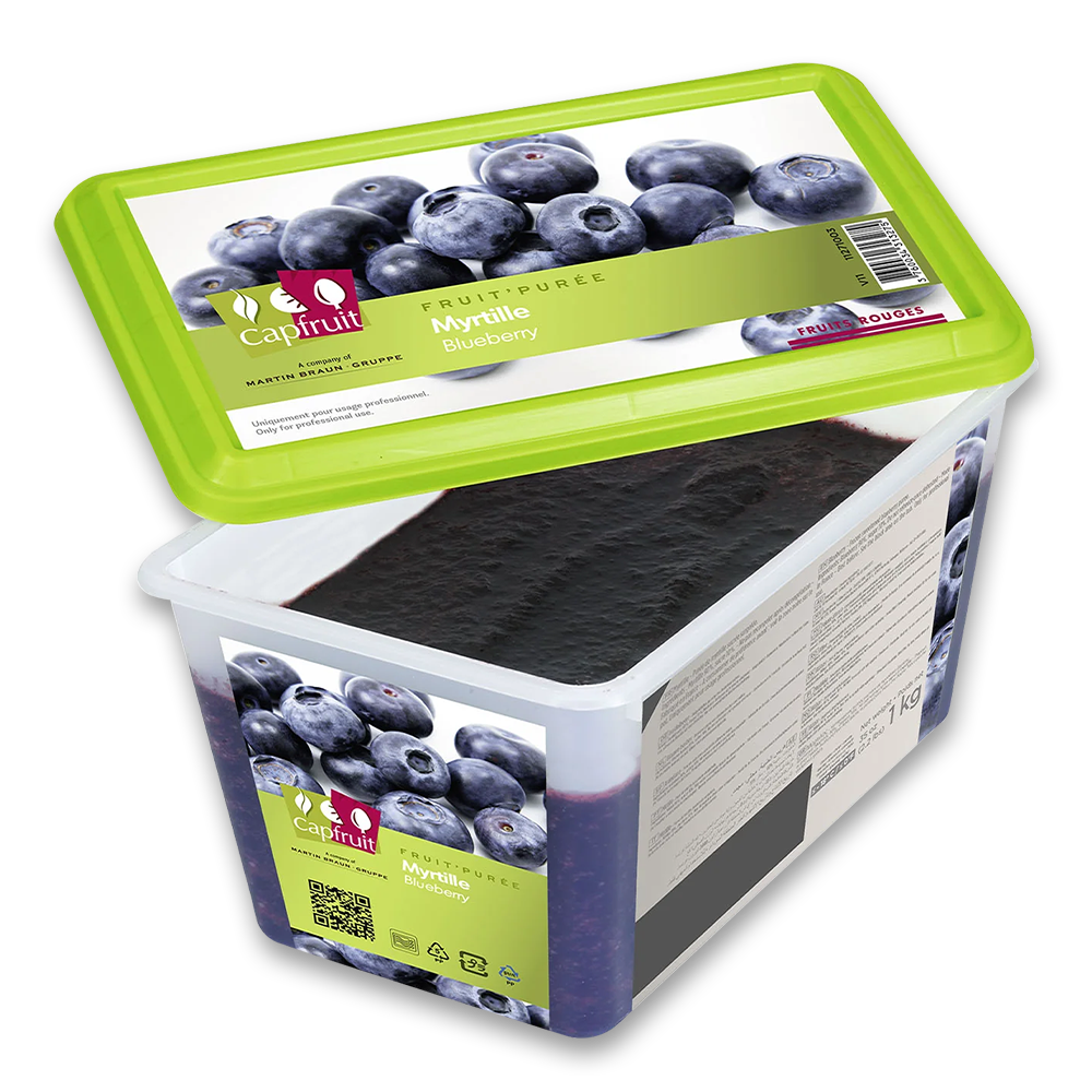 Capfruit France, Blueberry Frozen Fruit Puree With 10% Added Sugar - 1kg Tub