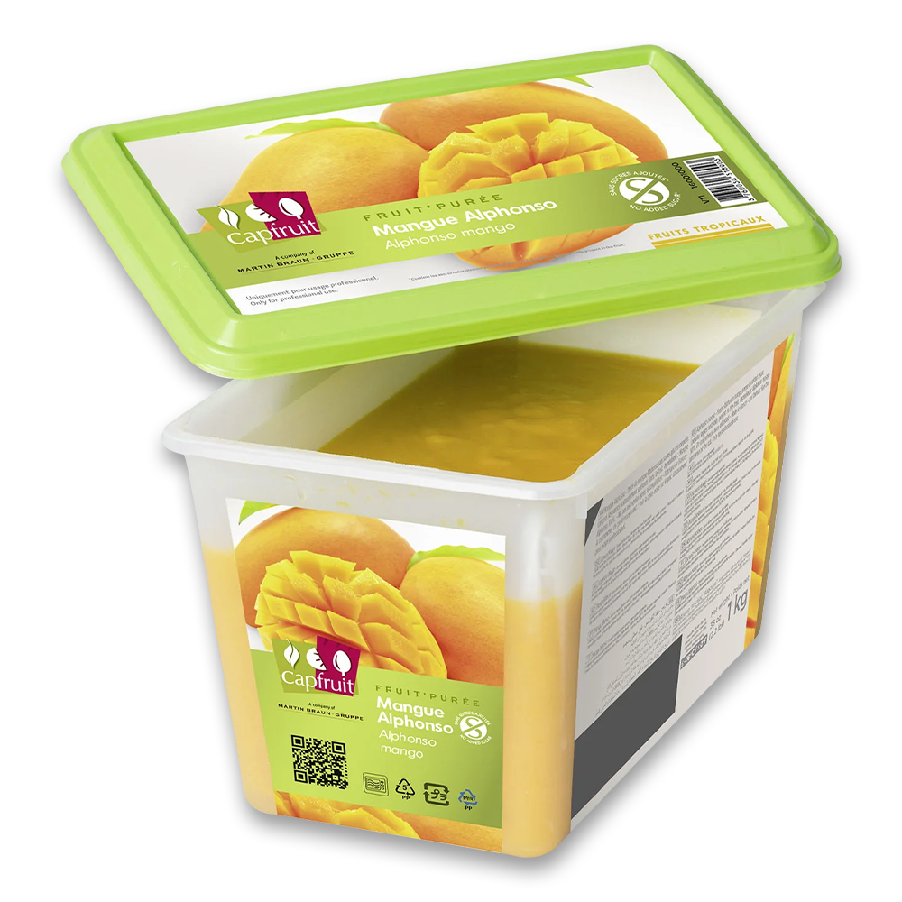 CapFruit (France) , Alphonso Mango Frozen Fruit Puree No Added Sugar - 1kg Tub