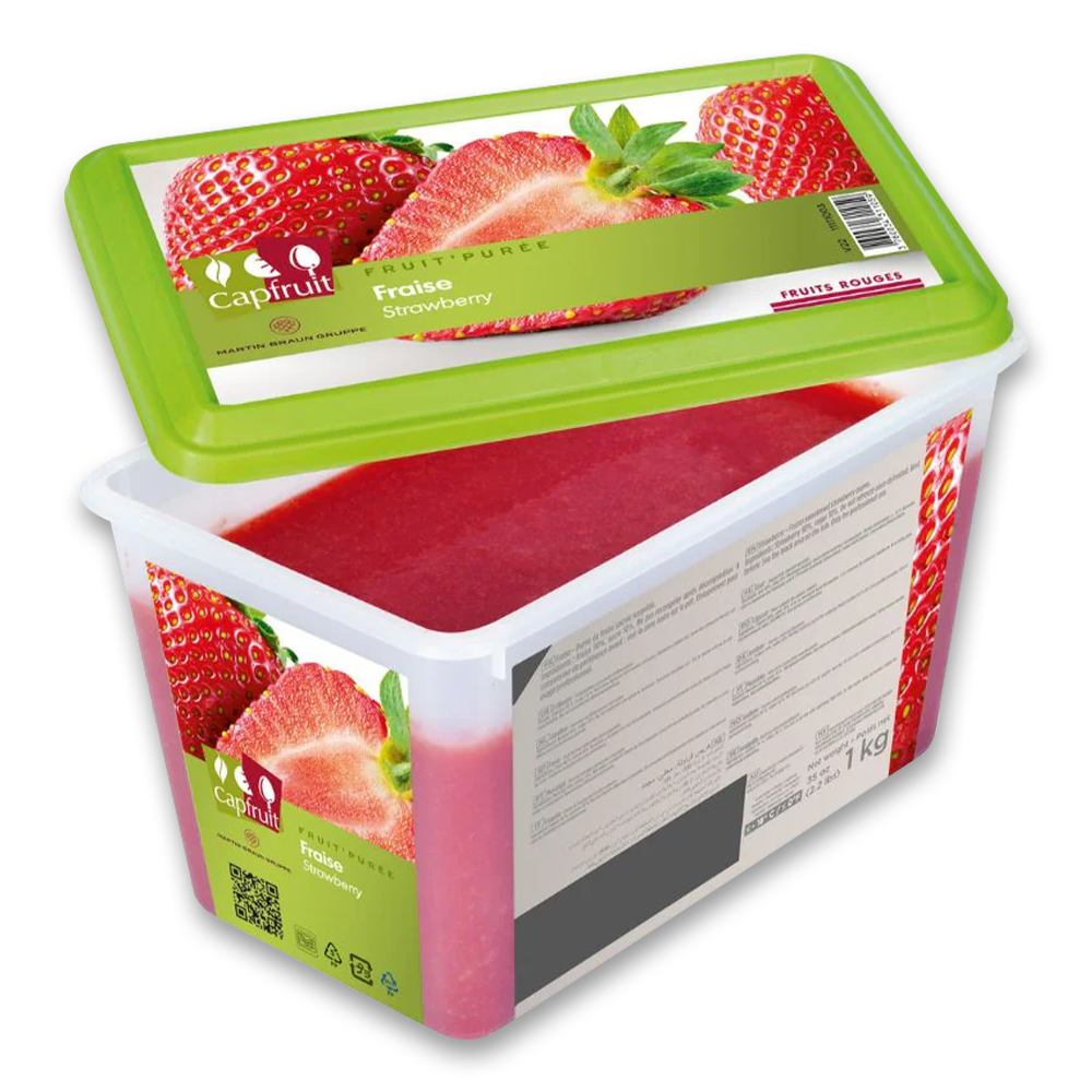 CapFruit(France),Strawberry Frozen Fruit Puree With 10% Added Sugar - 1kg Tub 