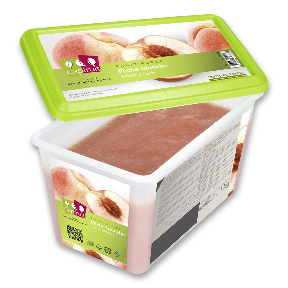 Capfruit(France),White Peach Frozen Fruit Puree With 10% Added Sugar - 1kg Tub