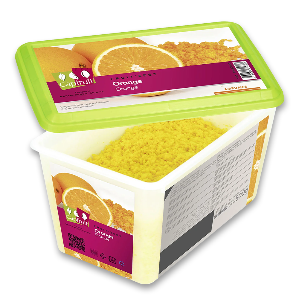 Frozen orange zest, Capfruit France, 500 gr Tub