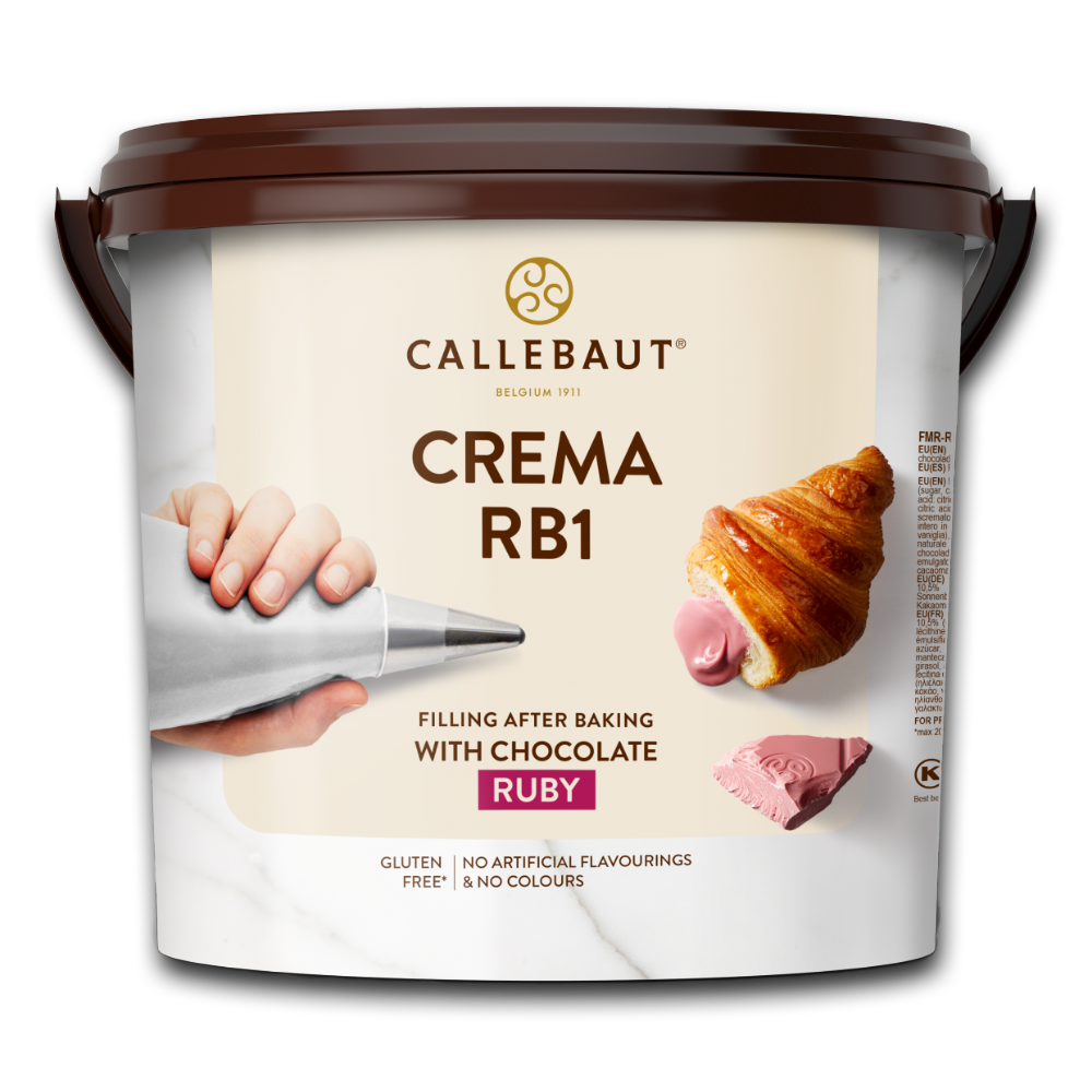 Callebaut Belgium, Crema RB1, Ruby Chocolate Filling, 5KG Bucket