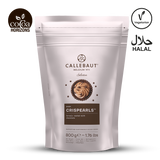 Callebaut DARK Crispearls packaging on a white background with brand logos.