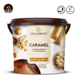 Callebaut caramel product packaging with brand logo and product details on a white background