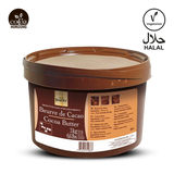 Container of cocoa butter with Barry logo and labels for vegetarian, halal, and cocoa origins.