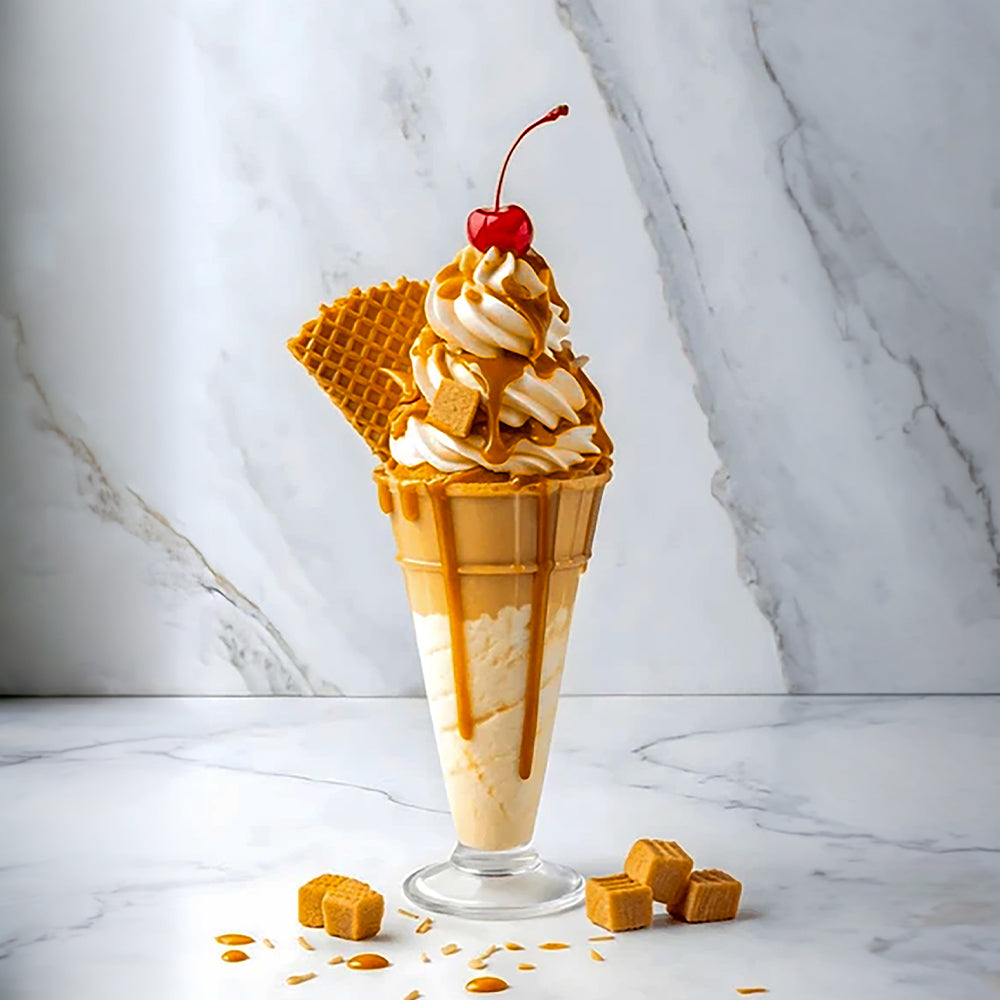 Create indulgent salted caramel soft serve ice cream Dessert