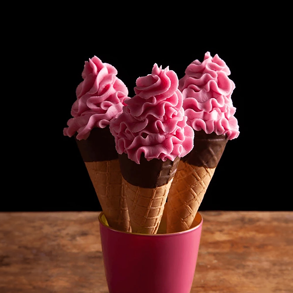 Create smooth and creamy strawberry soft serve ice cream Dessert