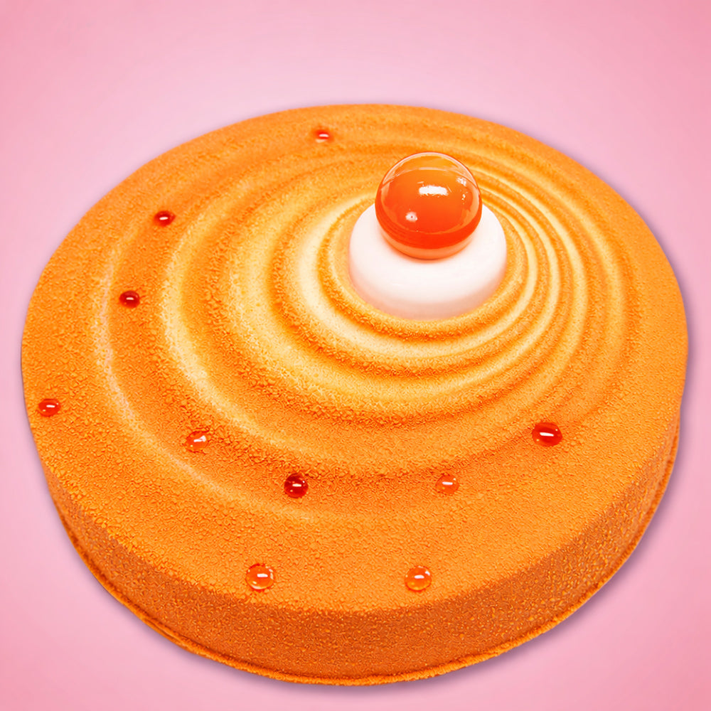 dessert with orange velvet spray