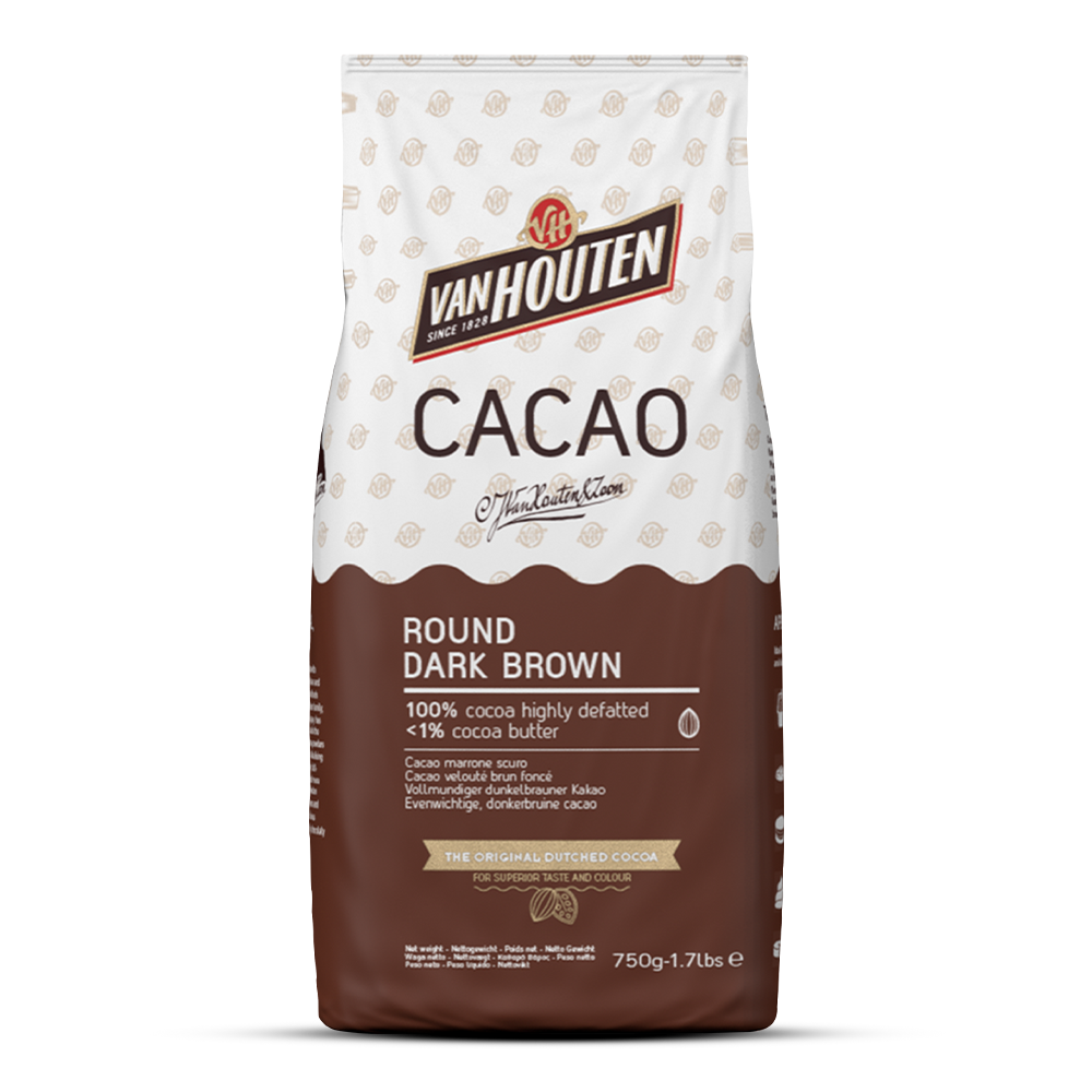 Round Dark Brown - 100% Cocoa Highly Defatted Powder - 750gr Bag