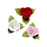 DecoRelief (France) Gumpaste Flowers ROSES & LEAVES - 30 Roses & 90 Leaves