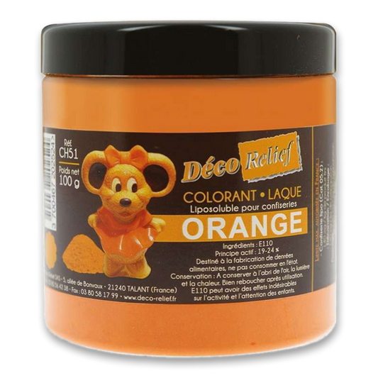 Deco Relief (France), Fat Base Food Coloring Powder ORANGE - 100gr