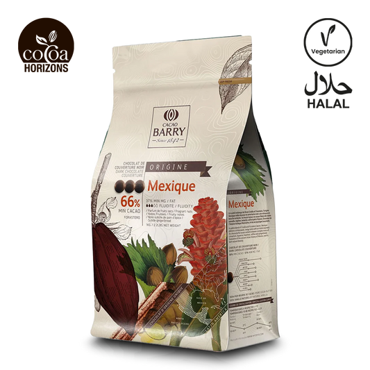Cacao Barry chocolate packaging with 'Cocoa Horizons' branding on a white background