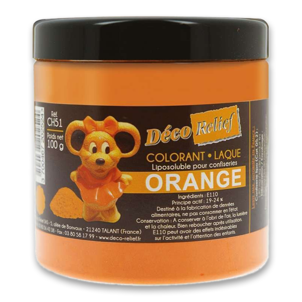 Deco Relief (France), Fat Base Food Coloring Powder ORANGE - 100gr