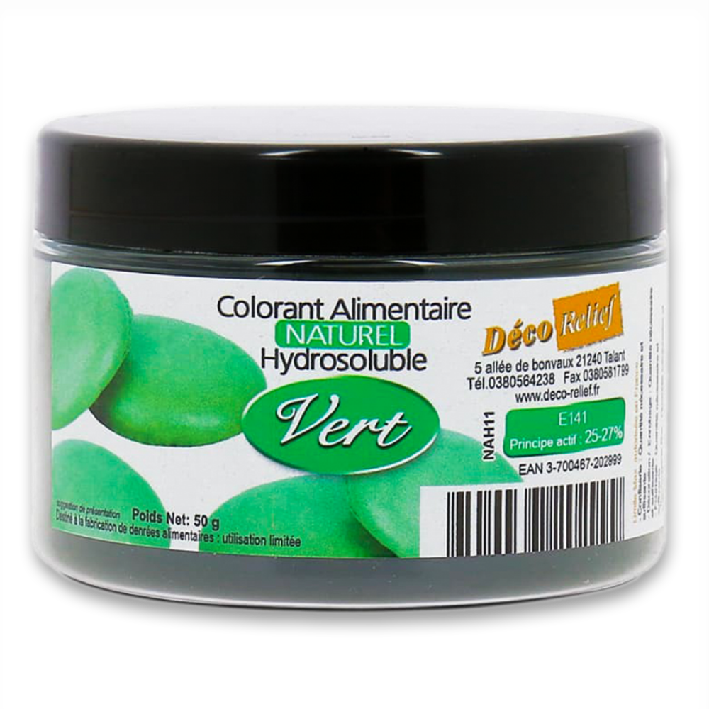 Deco Relief (France), Water Soluble Natural Food Colourant Powder GREEN - 50gr